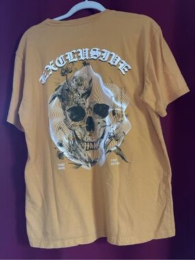 Exclusive Taco Tuesday Graphic Tee in Mustard with Skull Design Mens XL